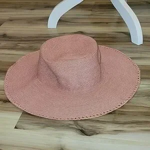 Arden B Pink Straw Floppy Sun Hat Straw Cowboy Hat | Ardene main image 4